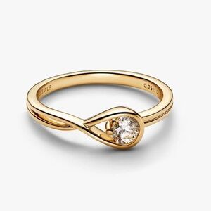 Gorgeous 925 Sterling Silver CZ Infinity Ring in Gold - Size 8 - NWT